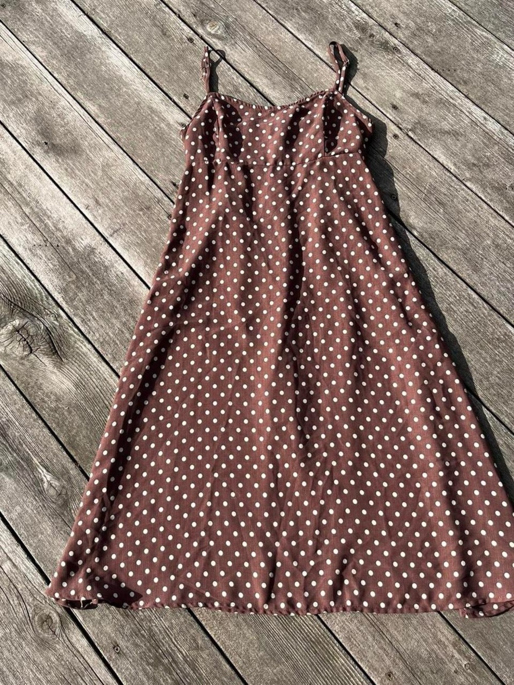Originality brown + white polka dot midi dress